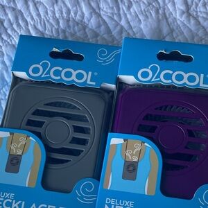 O2COOL Deluxe Necklace Fans in Gray and Purple